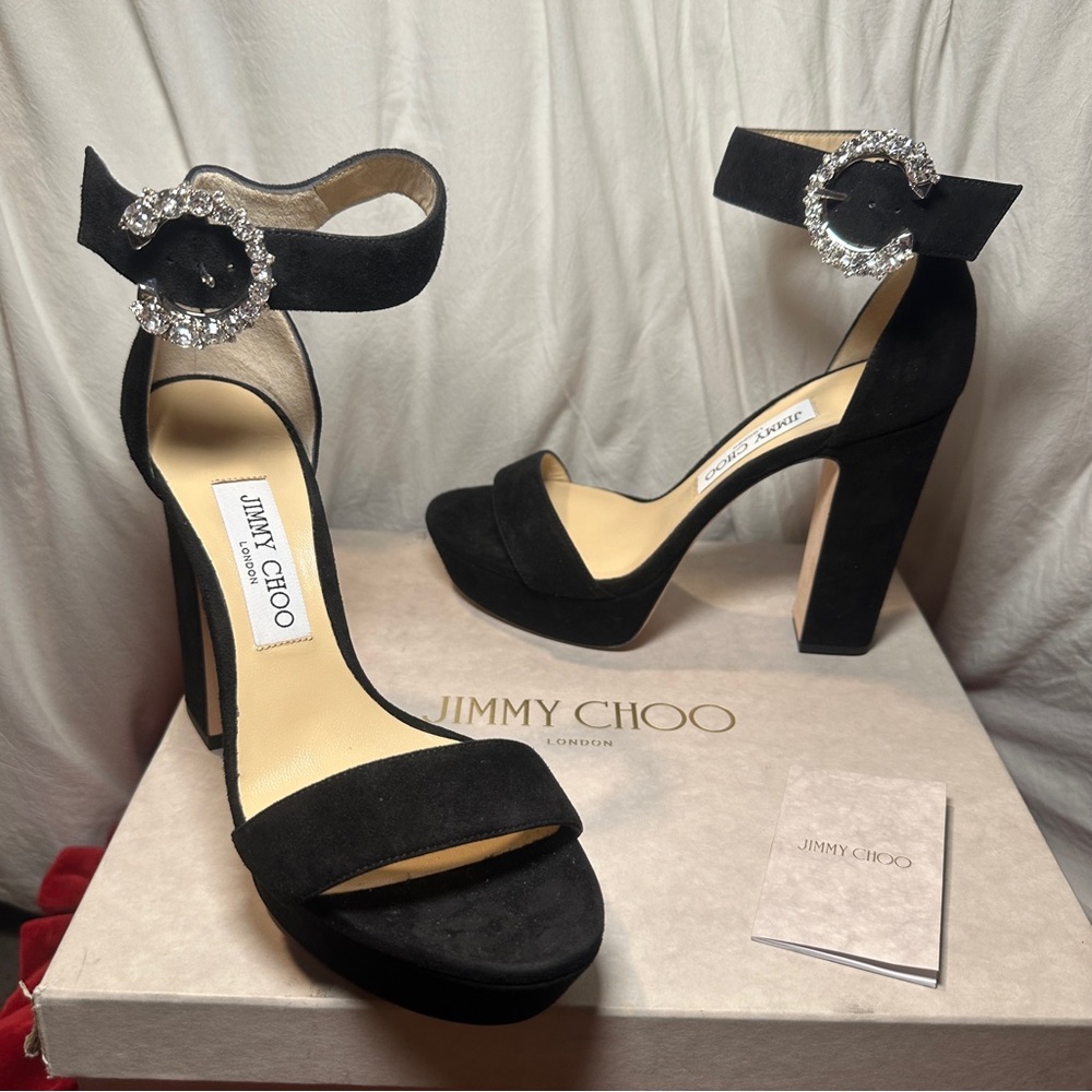 Jimmy Choo Mionne Crystal Buckle Platform Shoes